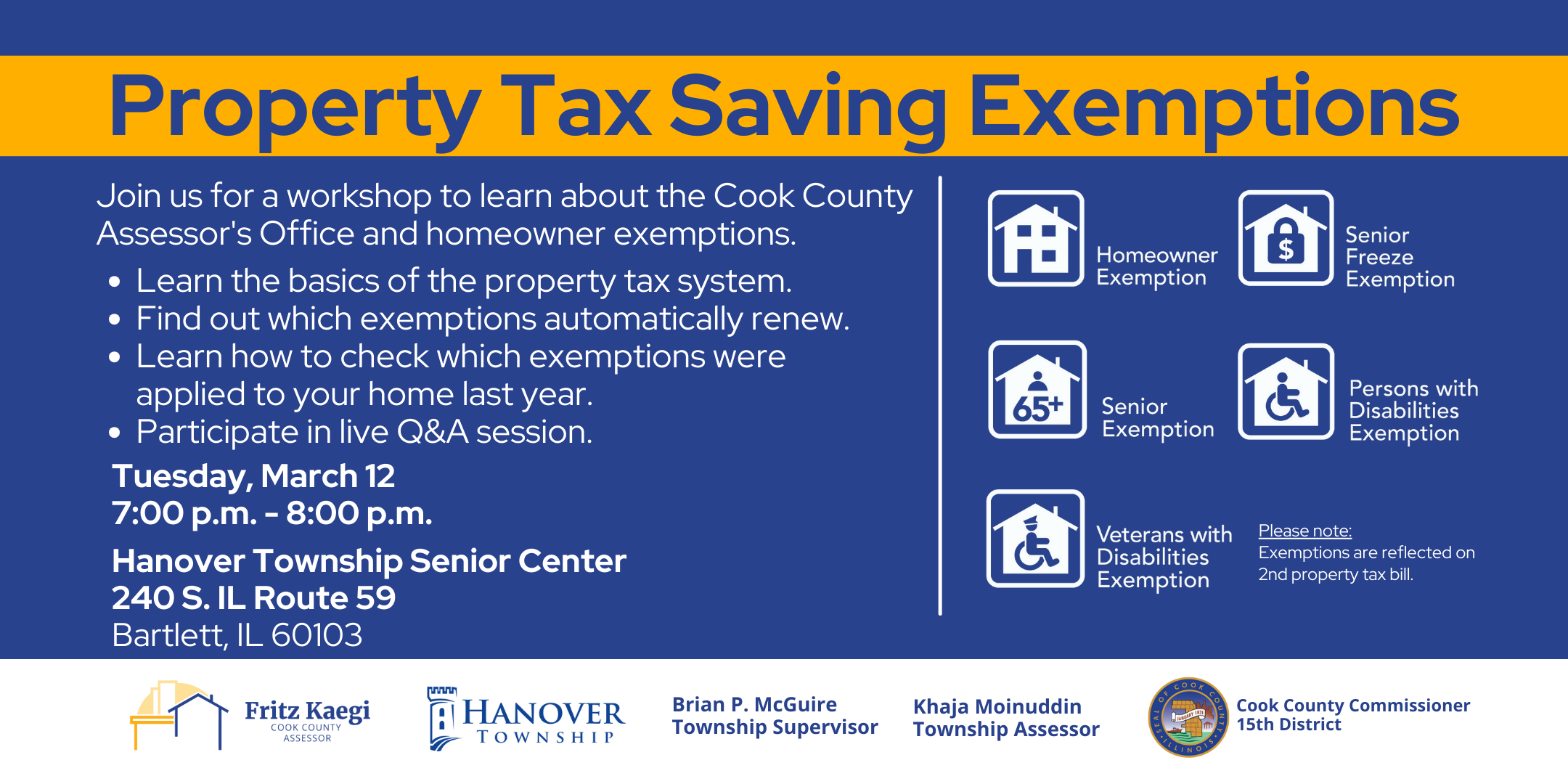 Property Tax Saving Exemptions | Hanover Township | Cook County 