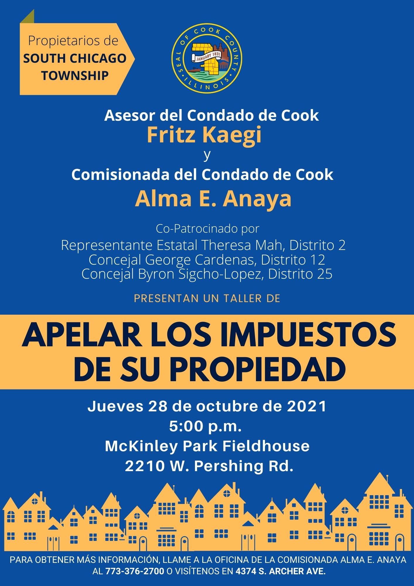 Invite to South Chicago Township Event October 28, 2021 in Spanish