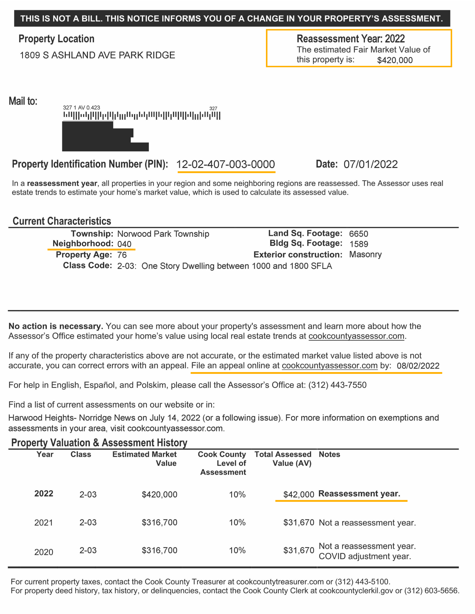 Reassessment Notice