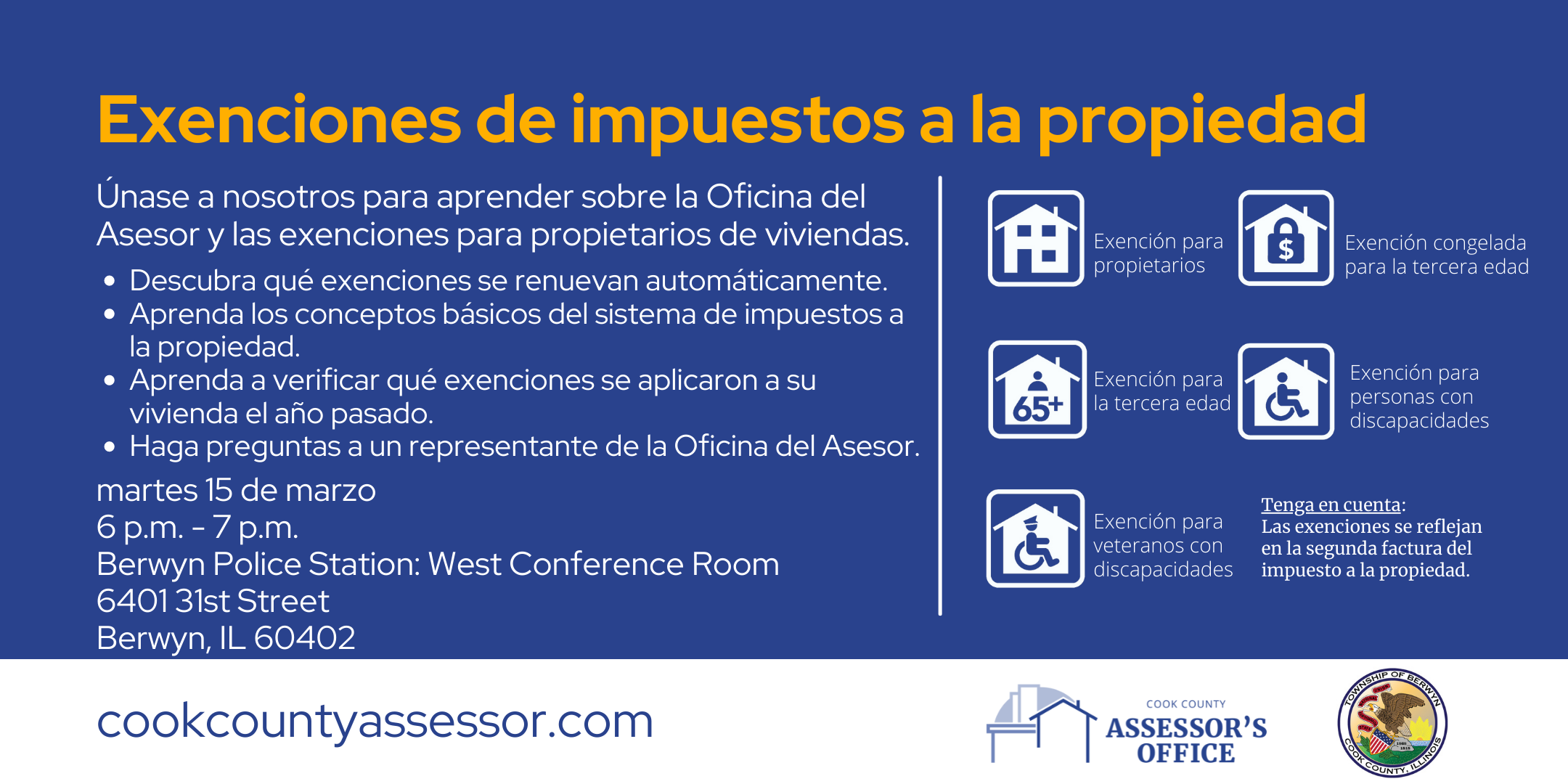 Property Tax Exemption Workshop March 15, 2022 Berwyn Township Spanish 