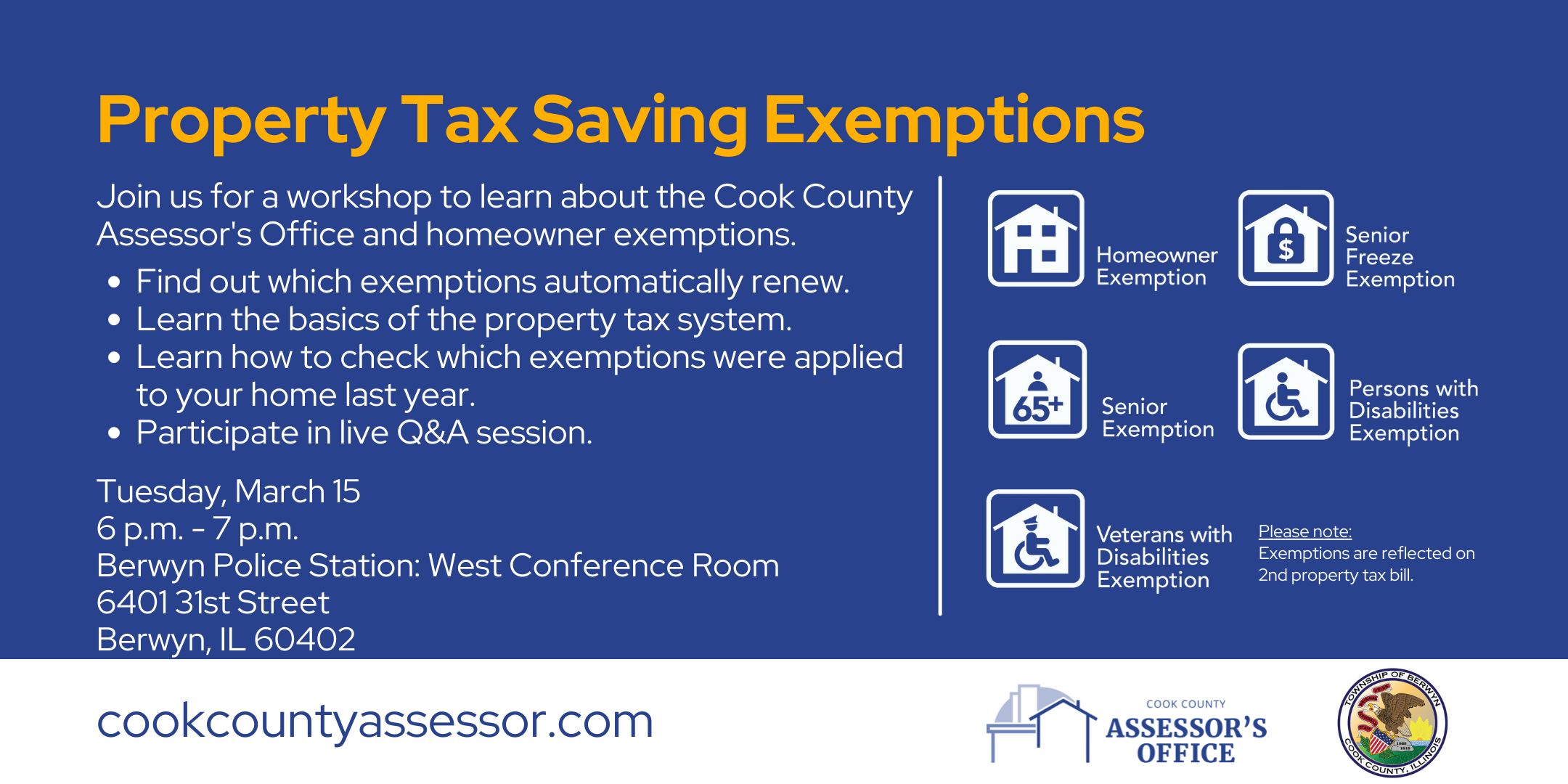 Property Tax Exemption Workshop March 15, 2022 Berwyn Township