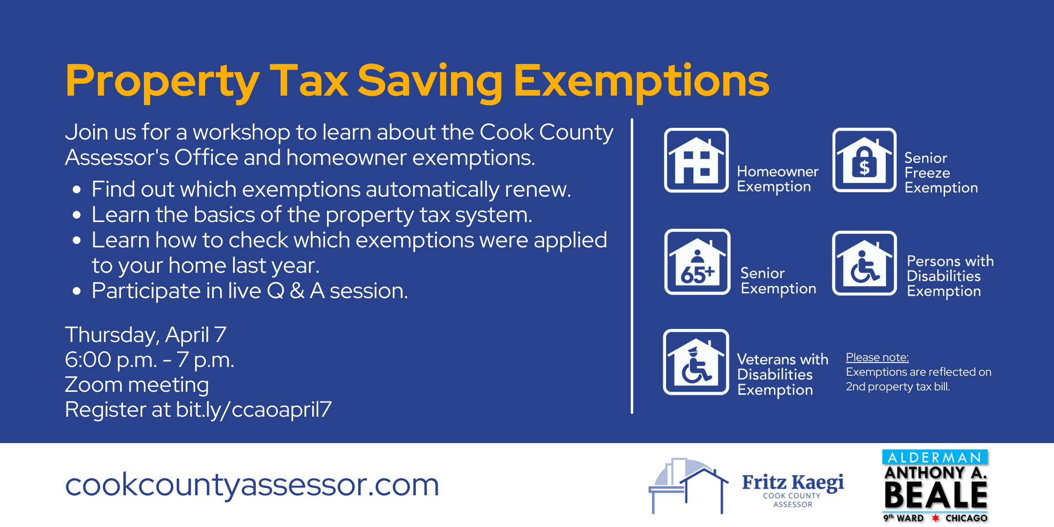 Property Tax Exemption Workshop with Ald. Anthony Beale April 7, 2022 