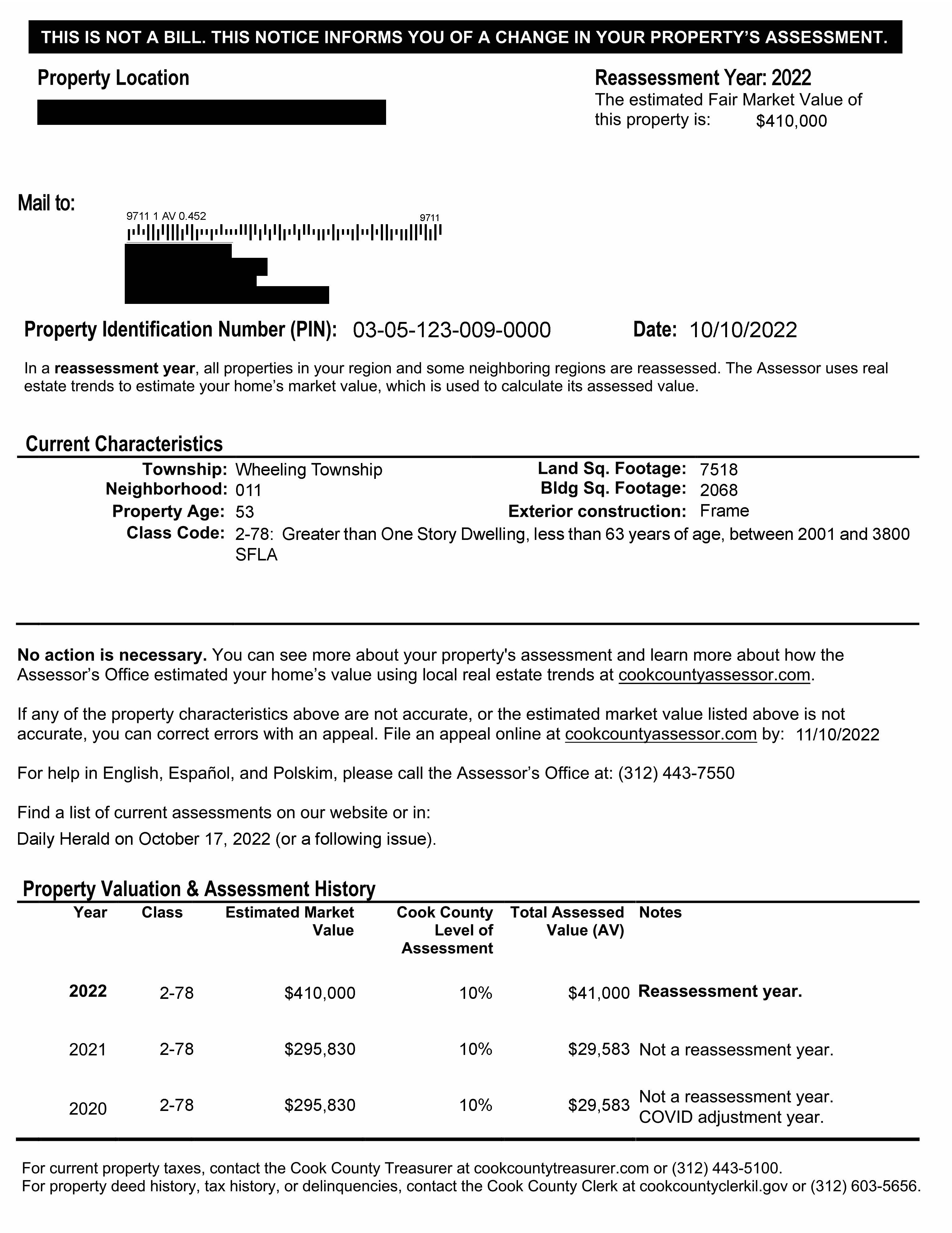 Wheeling Reassessment Notice Example