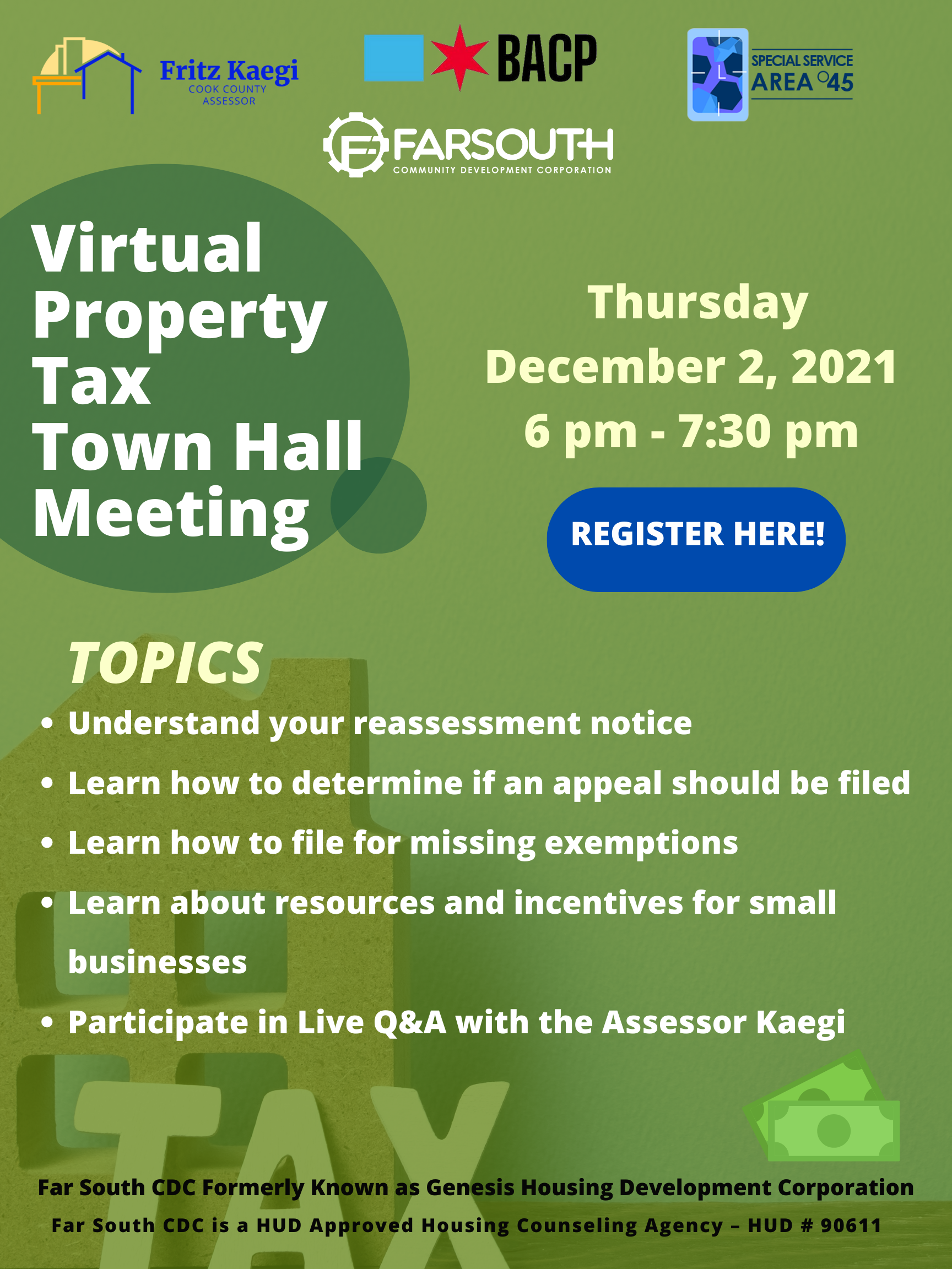 Invite to Virtual Property Tax Town Hall Meeting December 2, 2021