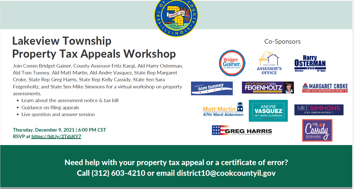 Invite to Lakeview Township Property Tax Appeals Workshop 12.9.21