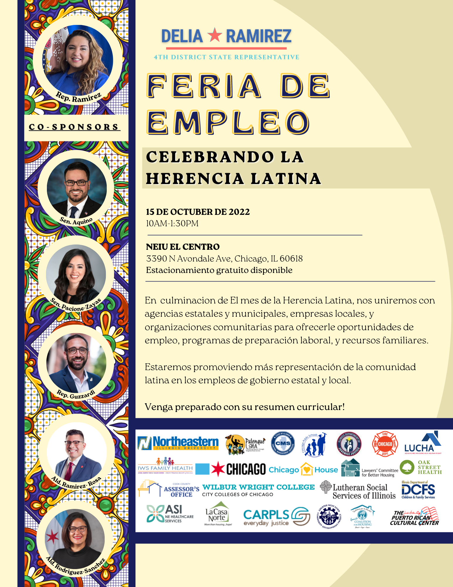 Spanish flyer Latinx Heritage Month Job and Resource Fair October 15