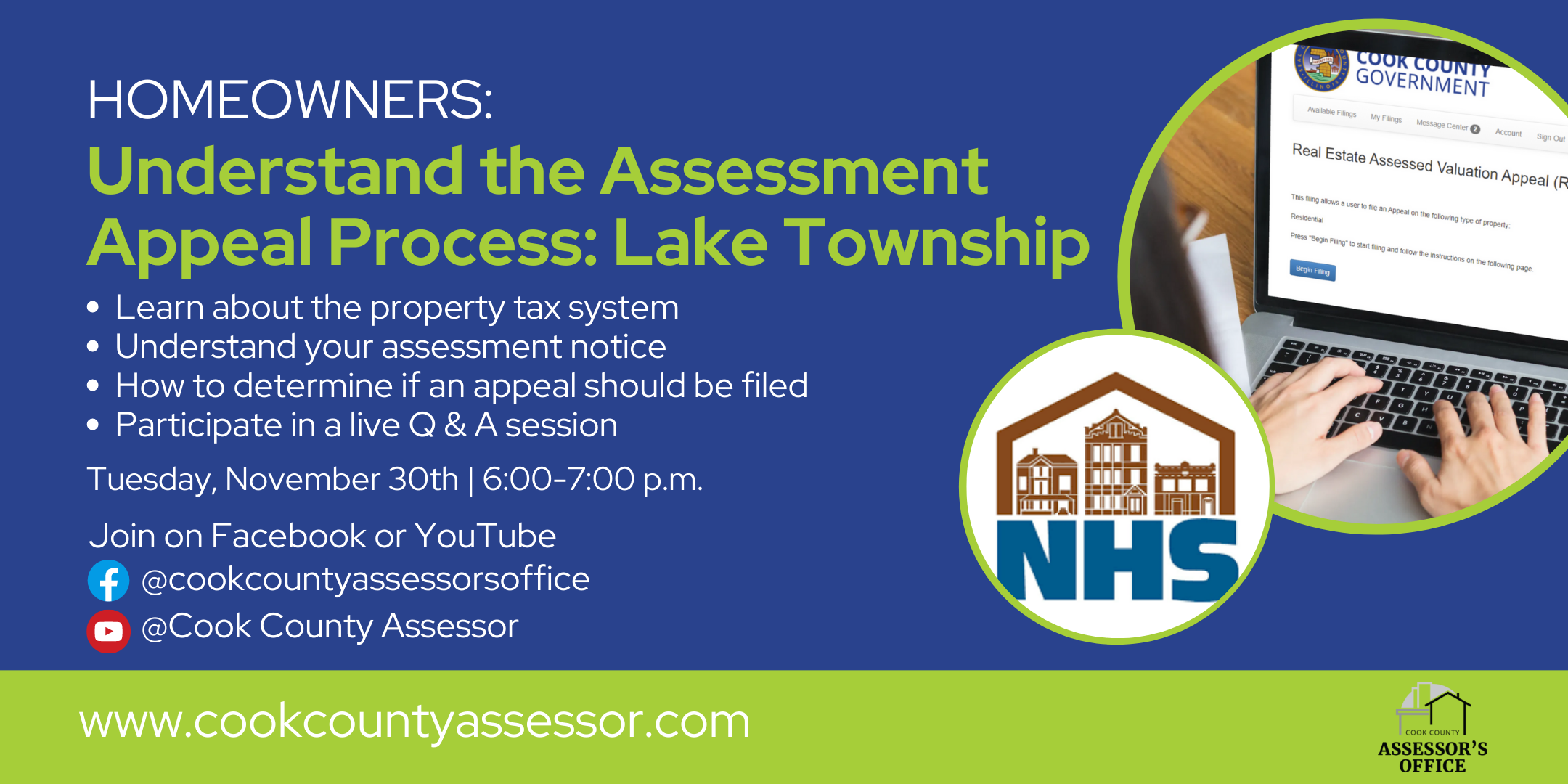 Invite to Assessment Appeal Process Workshop for Lake Township. November 30, 2021
